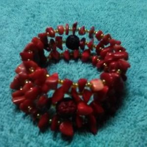 bracelet red chip stones